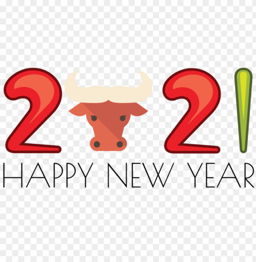 New Year Logo Cartoon Design For Happy New Year 2021 For New Year PNG Transparent Background