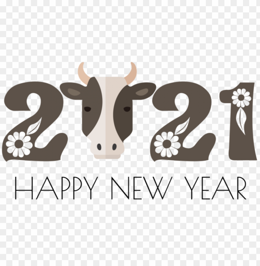 New Year Logo Cartoon Drawing For Happy New Year 2021 For New Year PNG Transparent Background