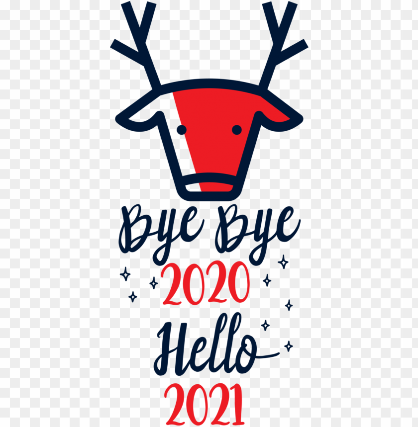 New Year celebration, 2021 greeting, festive design, reindeer illustration, holiday decor