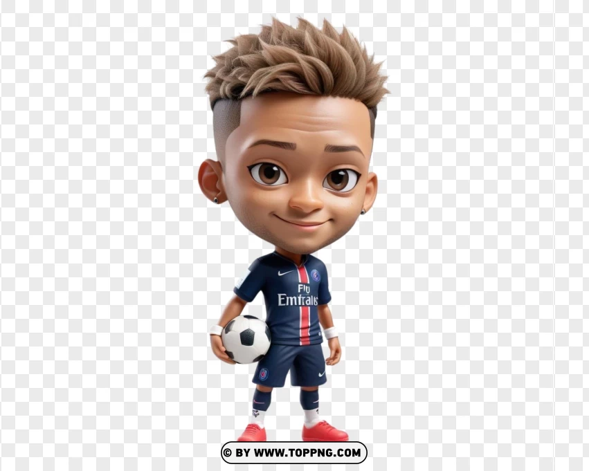 Neymar Jr Chibi Character Football Player PNG Transparent Background