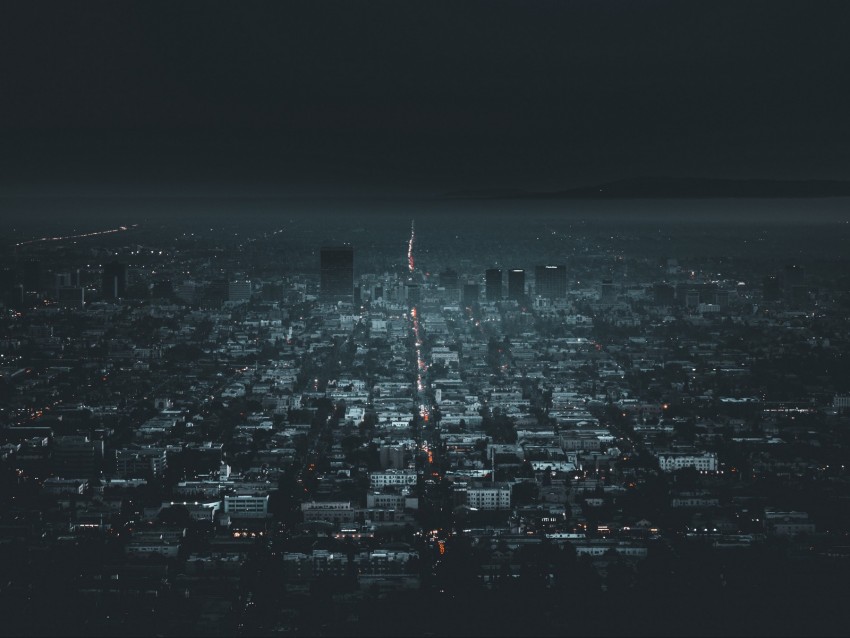 night city, aerial view, city lights, los angeles, usa