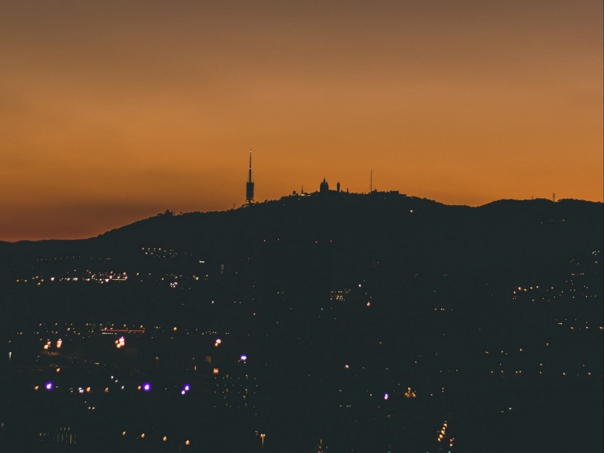 Night City Aerial View Night City Lights Horizon Sky Background