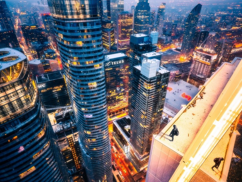 night city, aerial view, roofs, overview, toronto