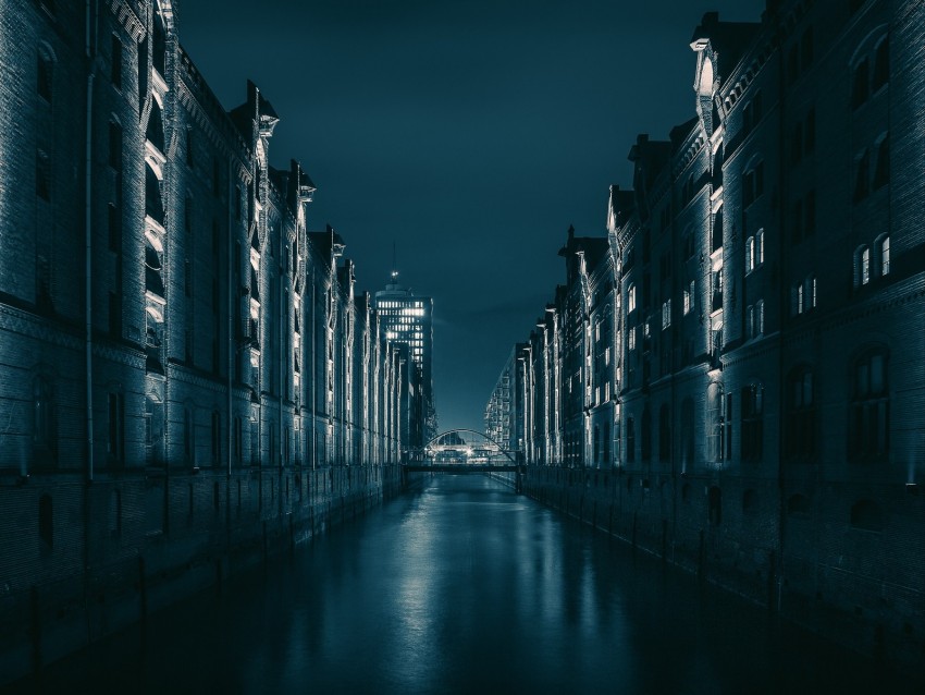 night city, bridge, architecture, hamburg, germany