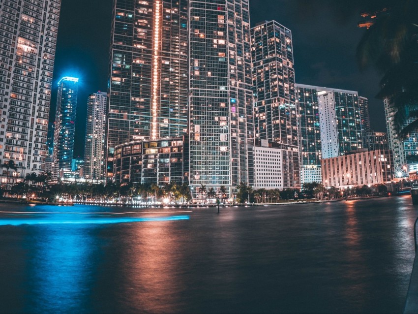 Night City Buildings Architecture Lights Street Background