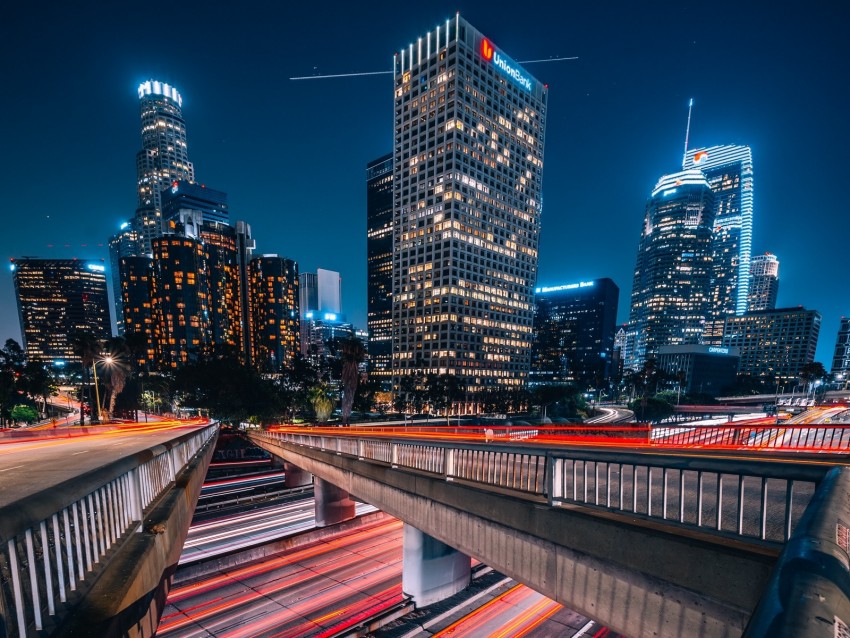 Night City Buildings Lighting City Lights Architecture Background