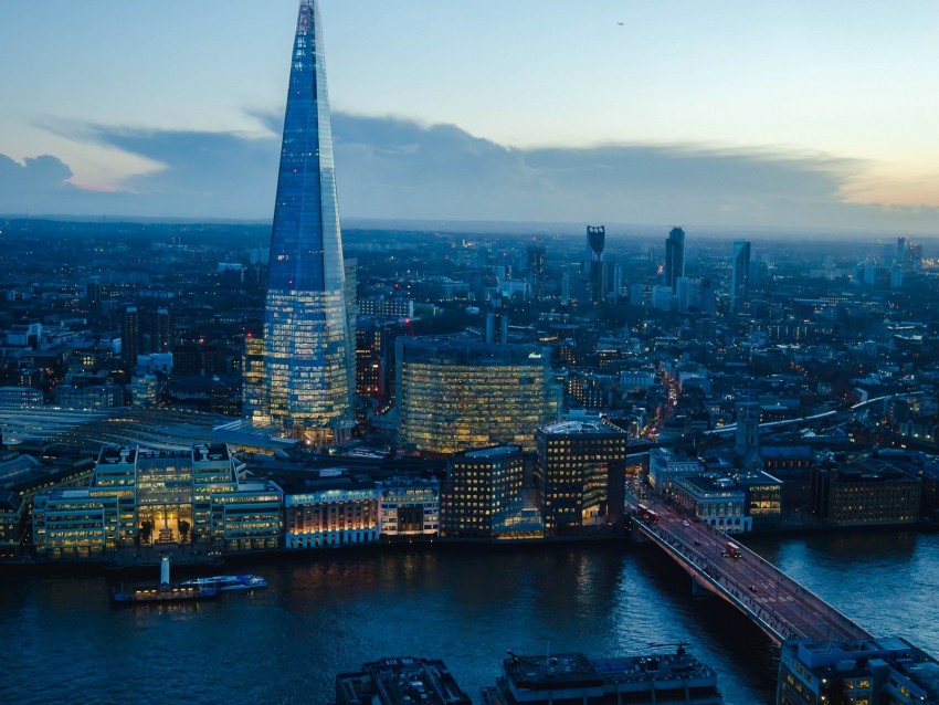 night city, city lights, architecture, sunset, twilight