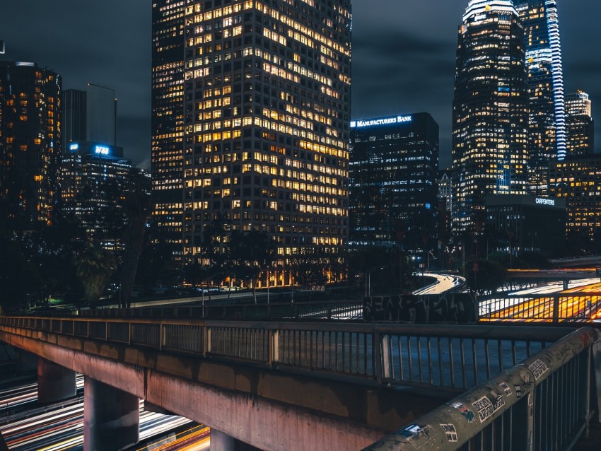 night city, city lights, building, architecture