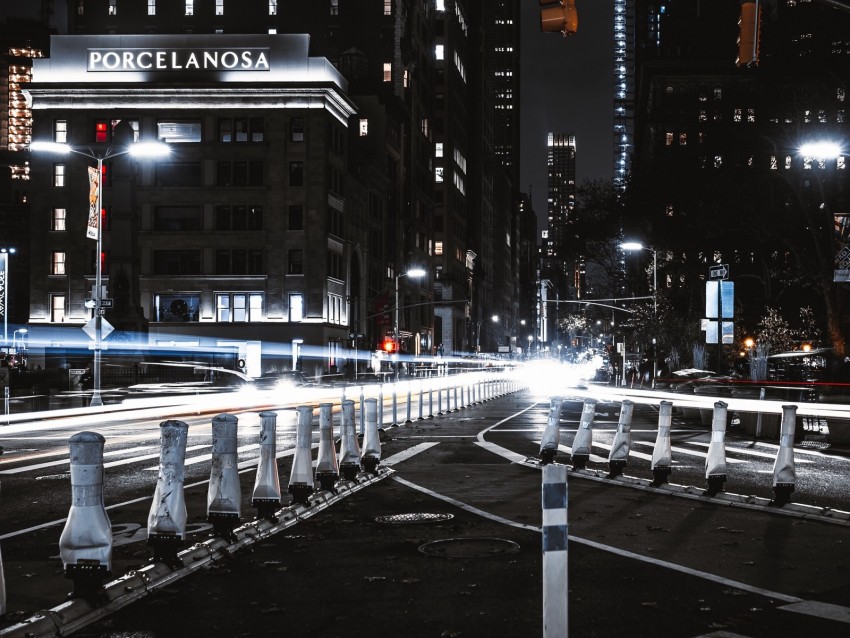 Night City City Lights Buildings Architecture Long Exposure Background