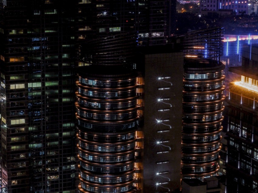 night city, city lights, skyscrapers, jakarta, indonesia