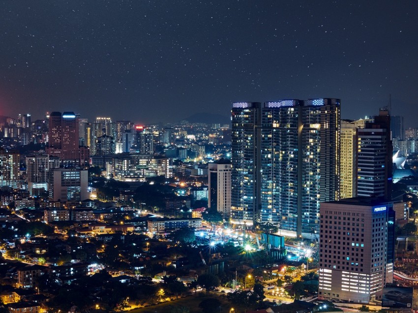 Night City City Lights Starry Sky Kuala Lumpur Malaysia Background