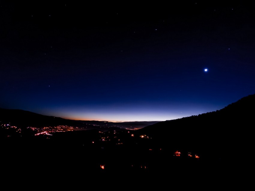 Night City City Lights Starry Sky Night Dark Background