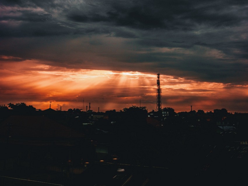 night city, clouds, night, overcast, indonesia