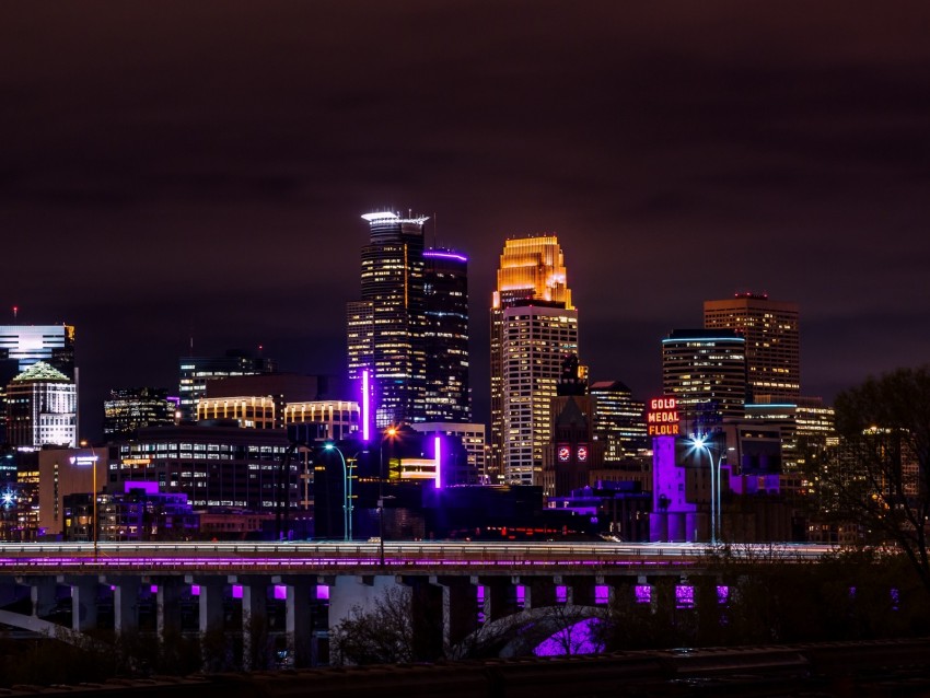 night city, panorama, architecture, city lights, minnesota