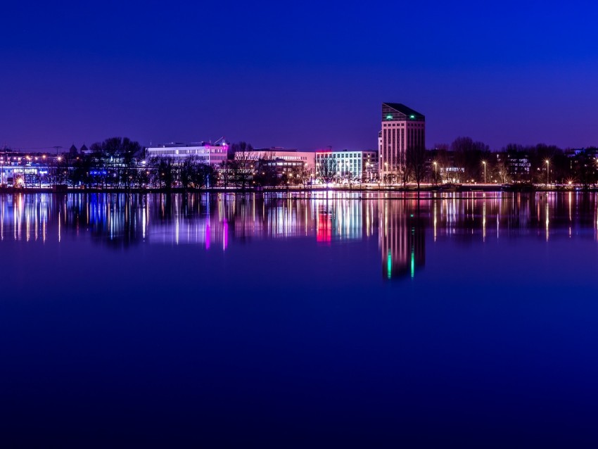 night city, panorama, reflection, nuremberg, germany