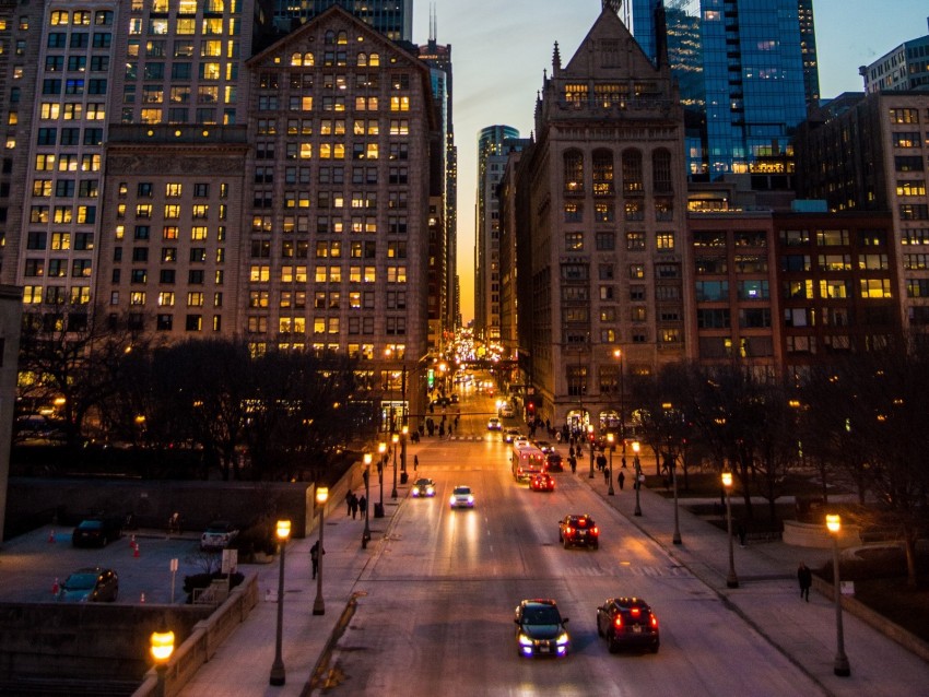 Night City Road City Lights Traffic Buildings Architecture Street Background