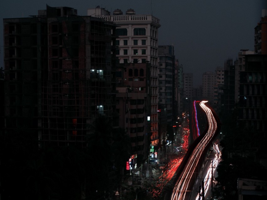 Night City Road Long Exposure Night Background