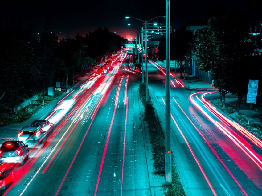 Night City Road Long Exposure Night Traffic Background