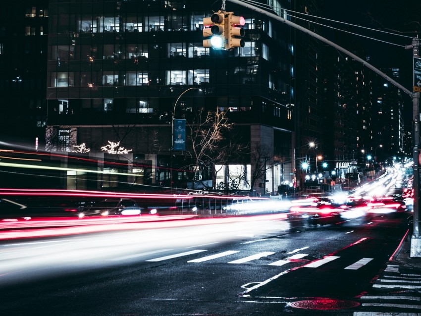 Night City Traffic City Lights Road Long Exposure Background