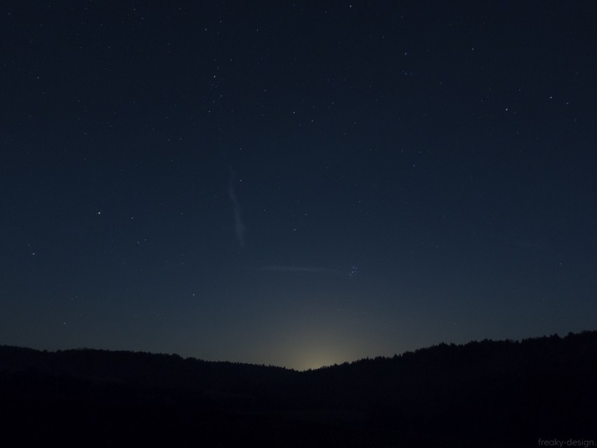 night, trees, starry sky, darkness