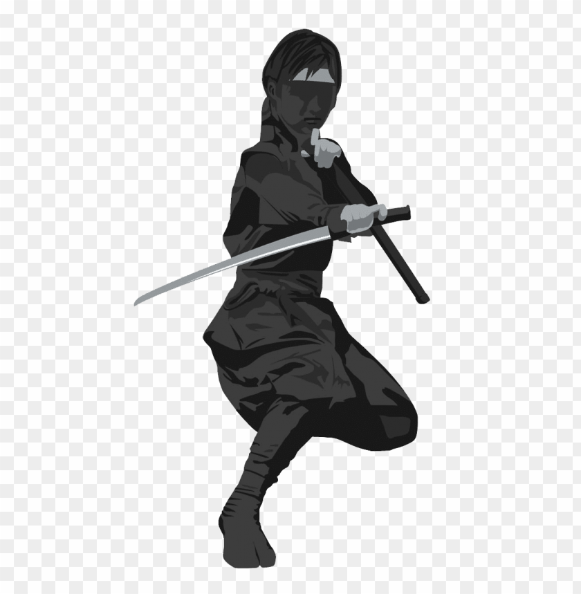 Silhouette of a samurai wielding a sword in a dynamic pose.