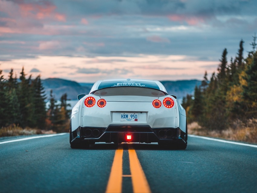 nissan gt-r, nissan, car, rear view, marking, road, asphalt