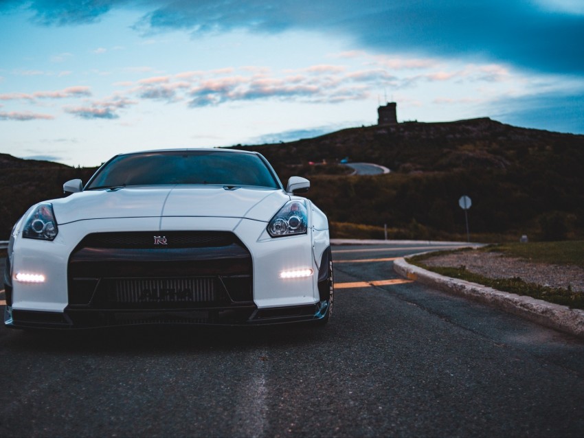 nissan gt-r, nissan, car, sportscar, white, front view