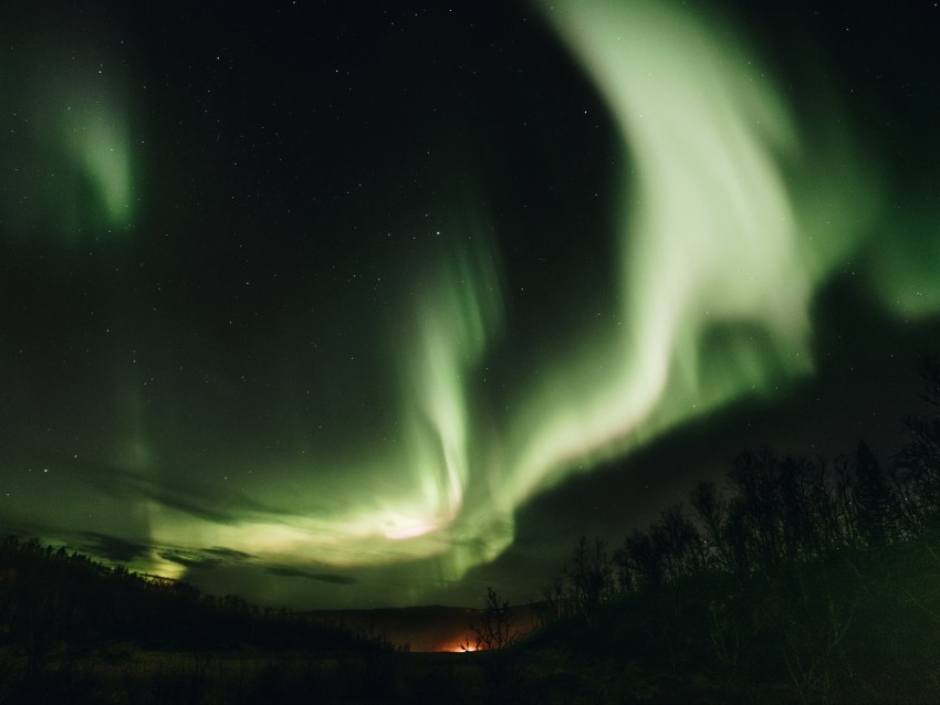 northern lights, aurora, sky, green, night, fascinating