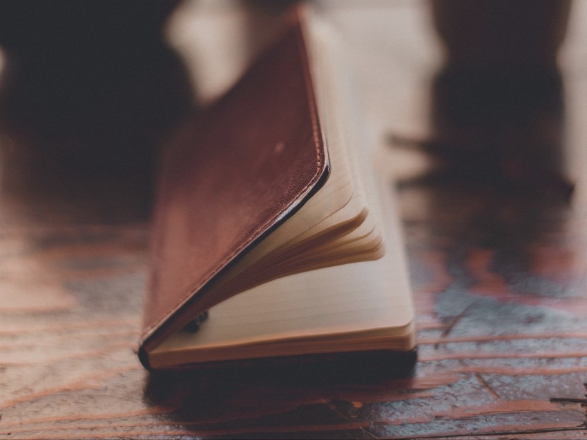 notebook, leather, brown, paper