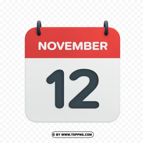 November 12th Date Vector Calendar Icon In Hd PNG Transparent Background