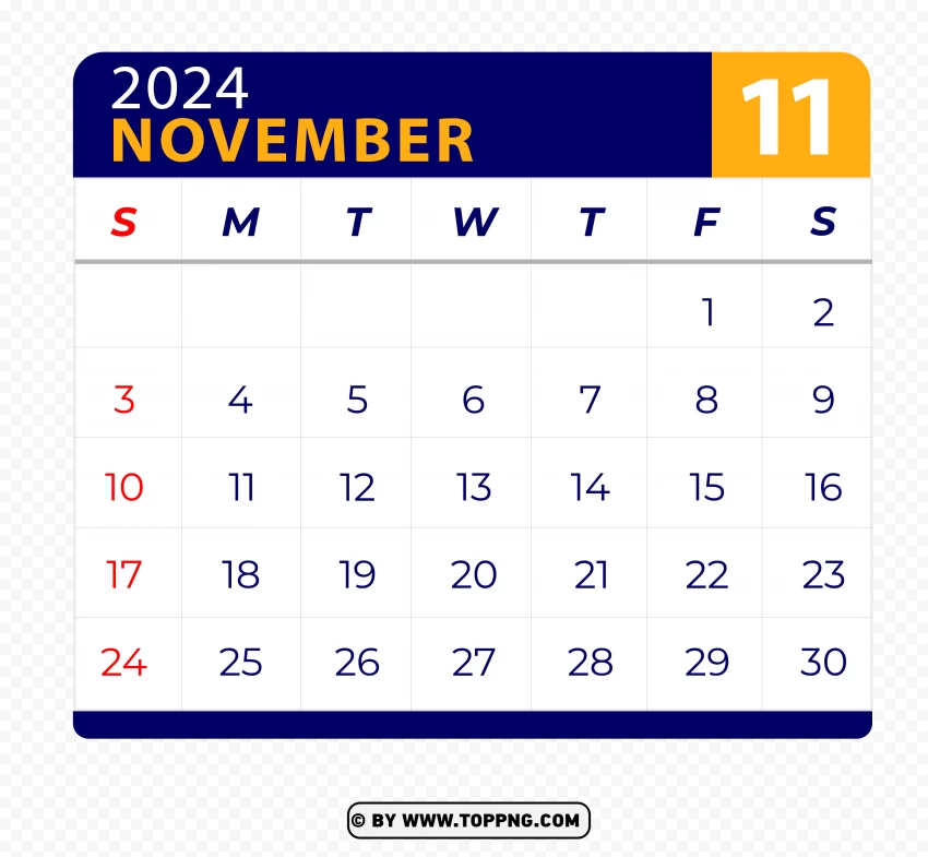 November 2024 Calendar Vector Page With Hd PNG Transparent Background