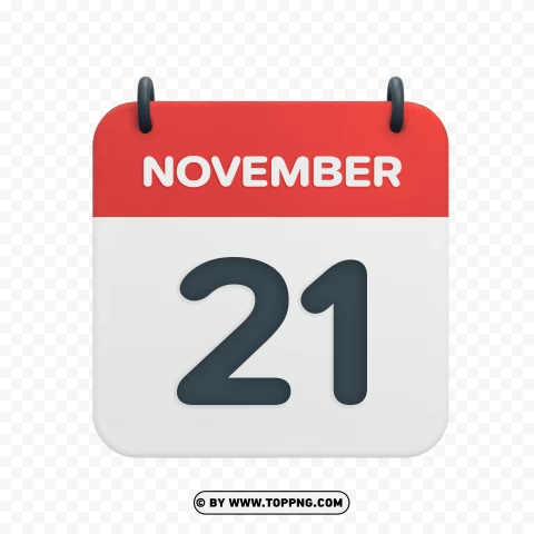 November 21st Date Vector Calendar Icon In Hd PNG Transparent Background