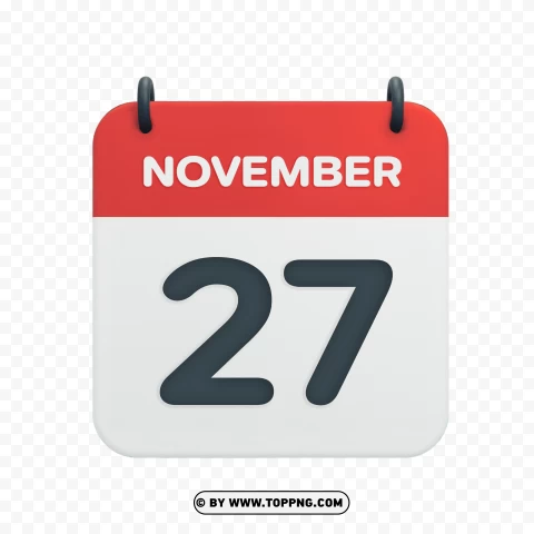 November 27th Date Vector Calendar Icon In Hd PNG Transparent Background