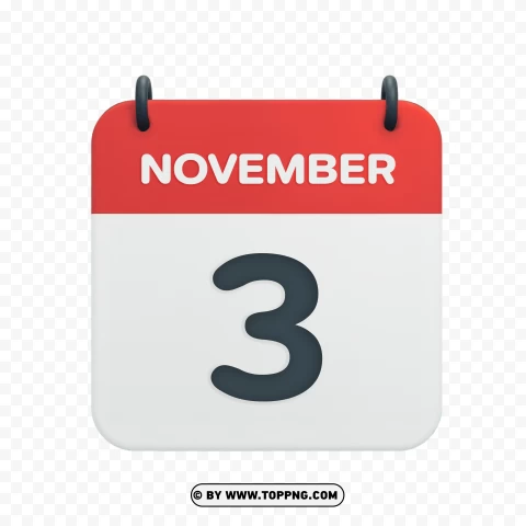 November 3rd Date Vector Calendar Icon In Hd PNG Transparent Background