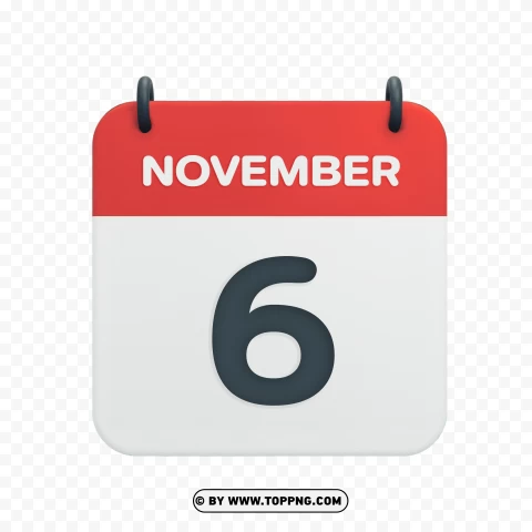 November 6th Date Vector Calendar Icon In Hd PNG Transparent Background