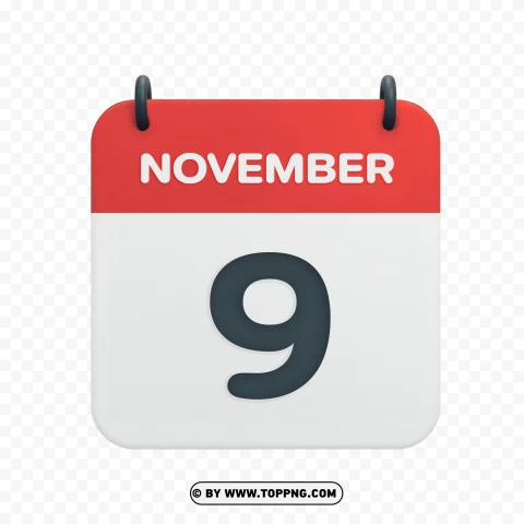 November 9th Date Vector Calendar Icon In Hd PNG Transparent Background