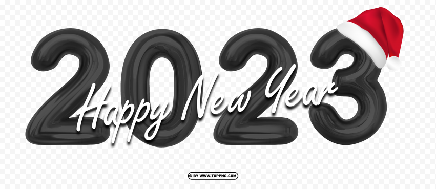 numbers 2023 happy new year 3d black with santa hat png,New year 2023 png,Happy new year 2023 png free download,2023 png,Happy 2023,New Year 2023,2023 png image