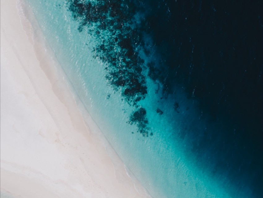 Ocean Aerial View Coast Water Maldives Background