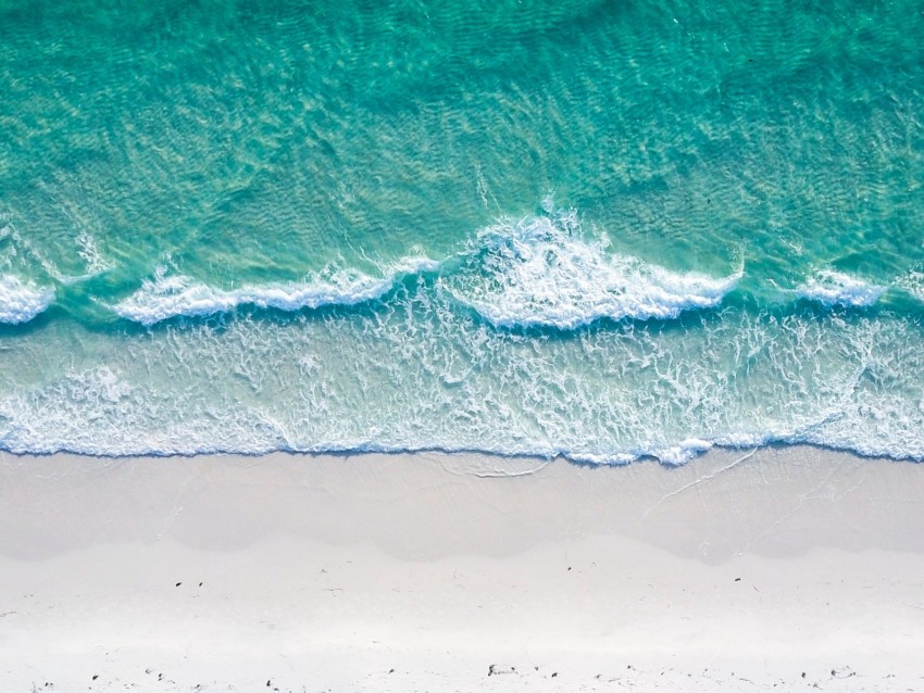 ocean, coast, aerial view, sand, beach, surf, foam