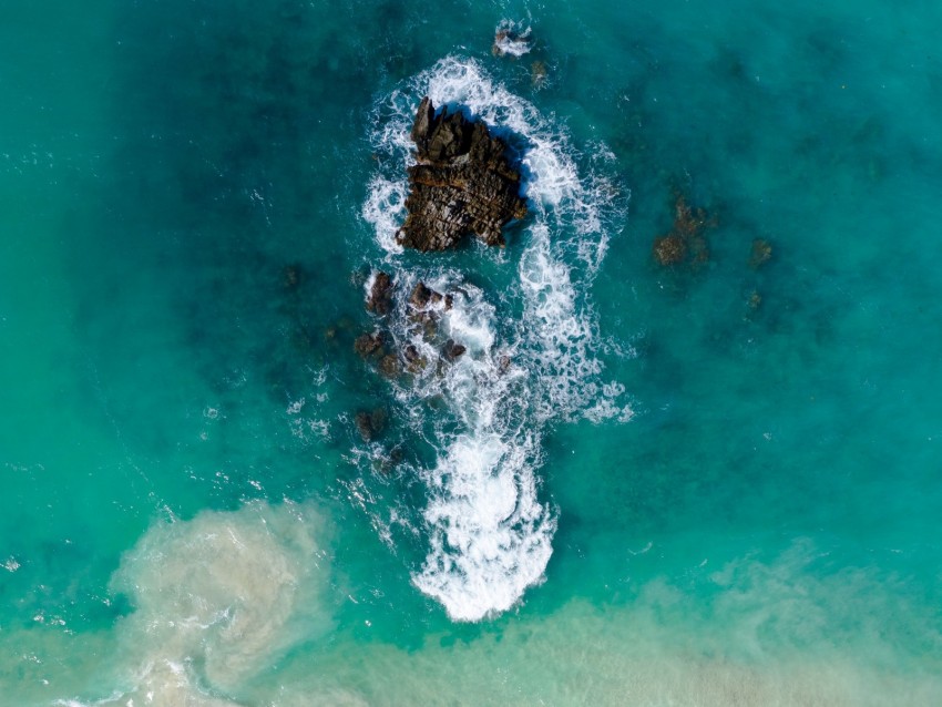 ocean, island, aerial view, sand, beach, surf, foam