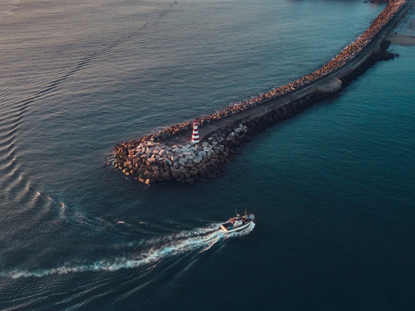 Ocean Pier Aerial View Yacht City Background