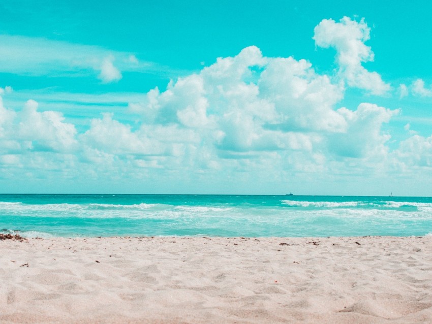 ocean, sand, horizon, miami