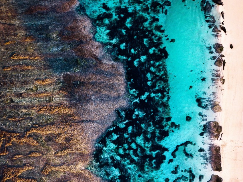 ocean, shore, aerial view, sand, water, texture