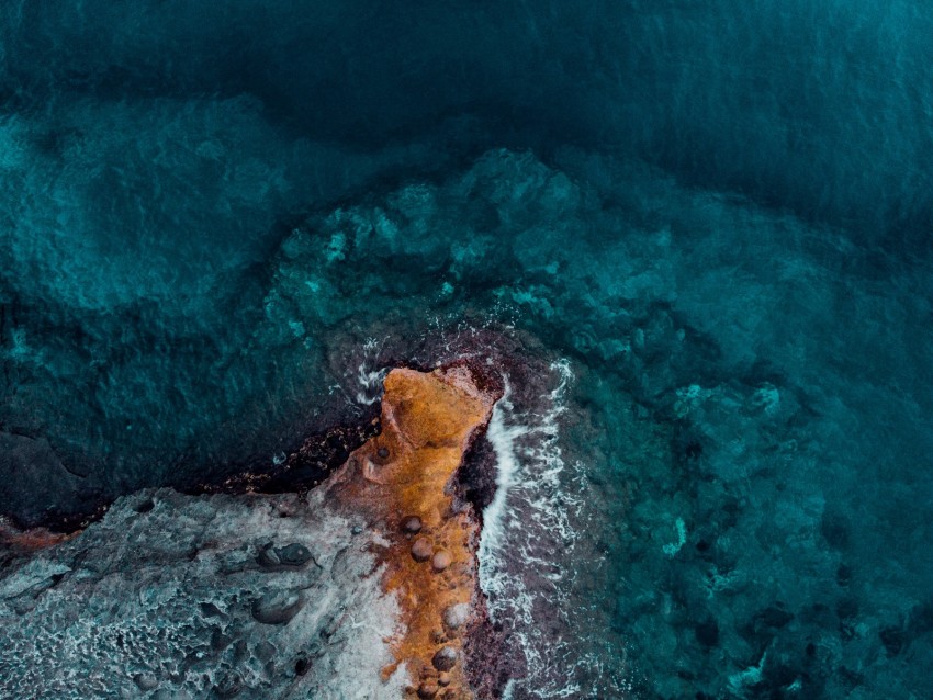 ocean, shore, top view, surf, water, stones