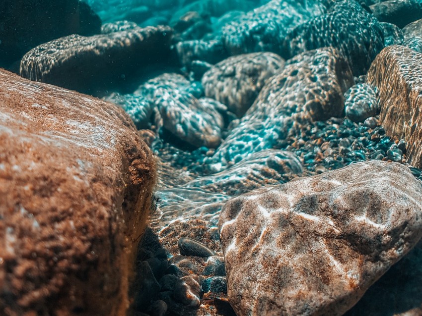 ocean, stones, underwater world, under water