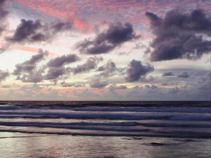 ocean, sunset, coast, clouds, shore, beautiful landscape