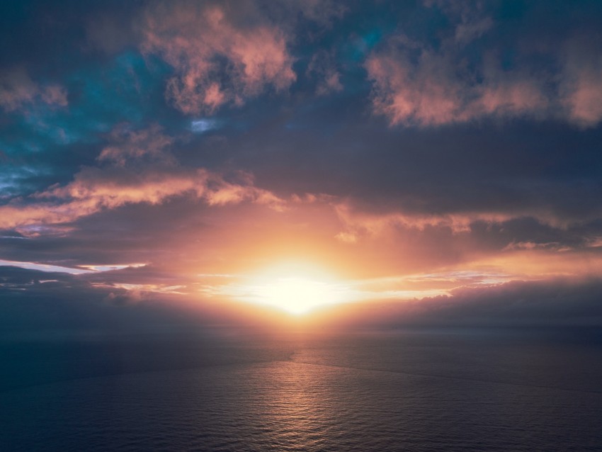 ocean, sunset, horizon, sky, clouds, sunlight, newport beach