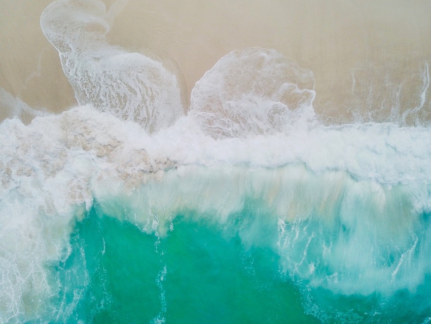 ocean, surf, aerial view, foam, water, sand, shore