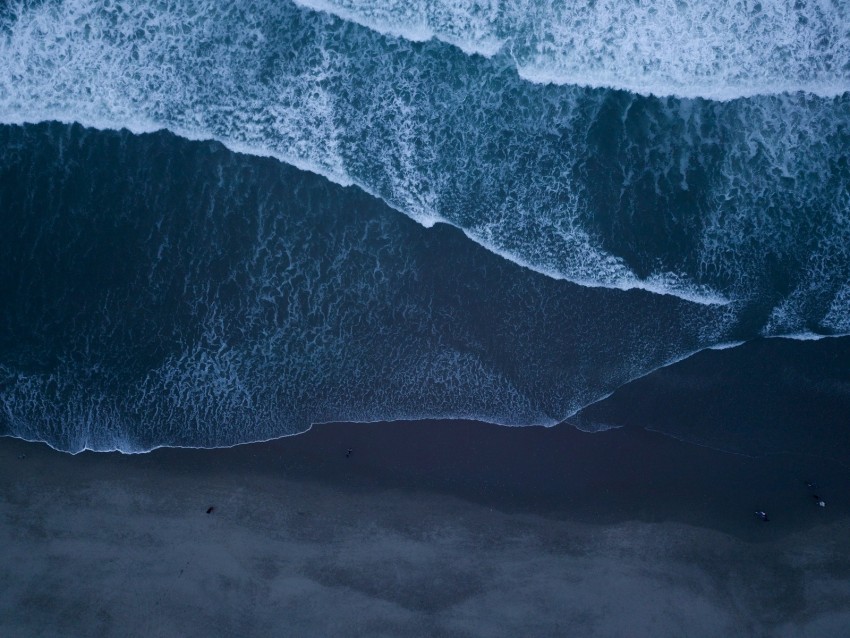 ocean, surf, aerial view, foam, waves, sand, coast