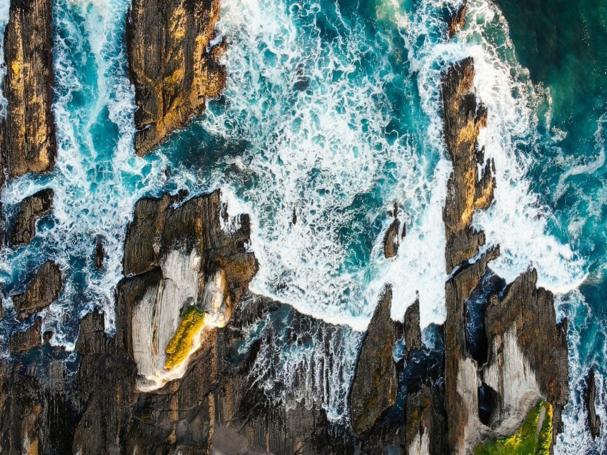 ocean, surf, aerial view, waves, shore